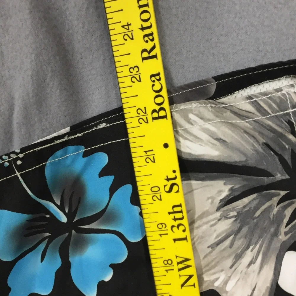 Ocean Pacific OP Mens Board Shorts Black Blue Hibiscus Swim Trunks Size‎ M 32 34